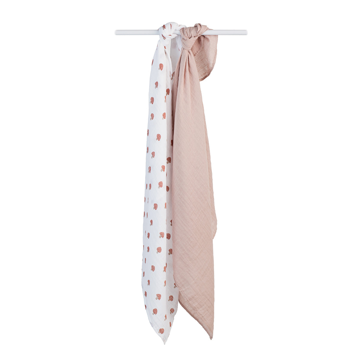 Lulujo - 2 Pack Cotton Swaddles - Mushrooms / Sand (100cm x100cm)