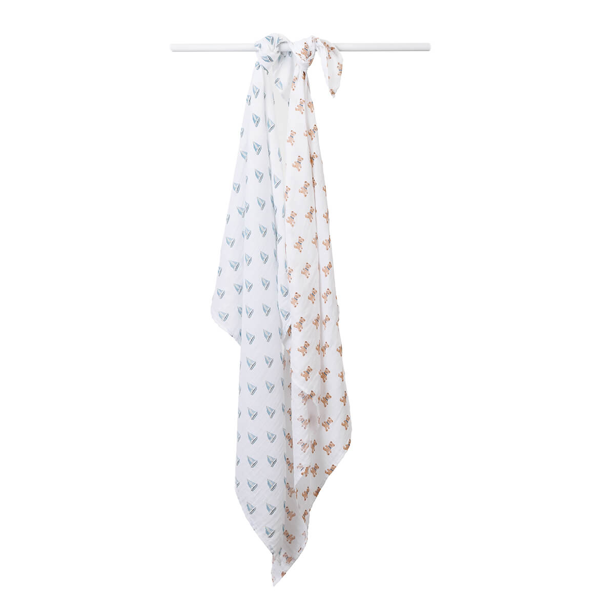 Lulujo - 2 Pack Cotton Swaddles - Vintage Bears / Sailboat (100cm x100cm)