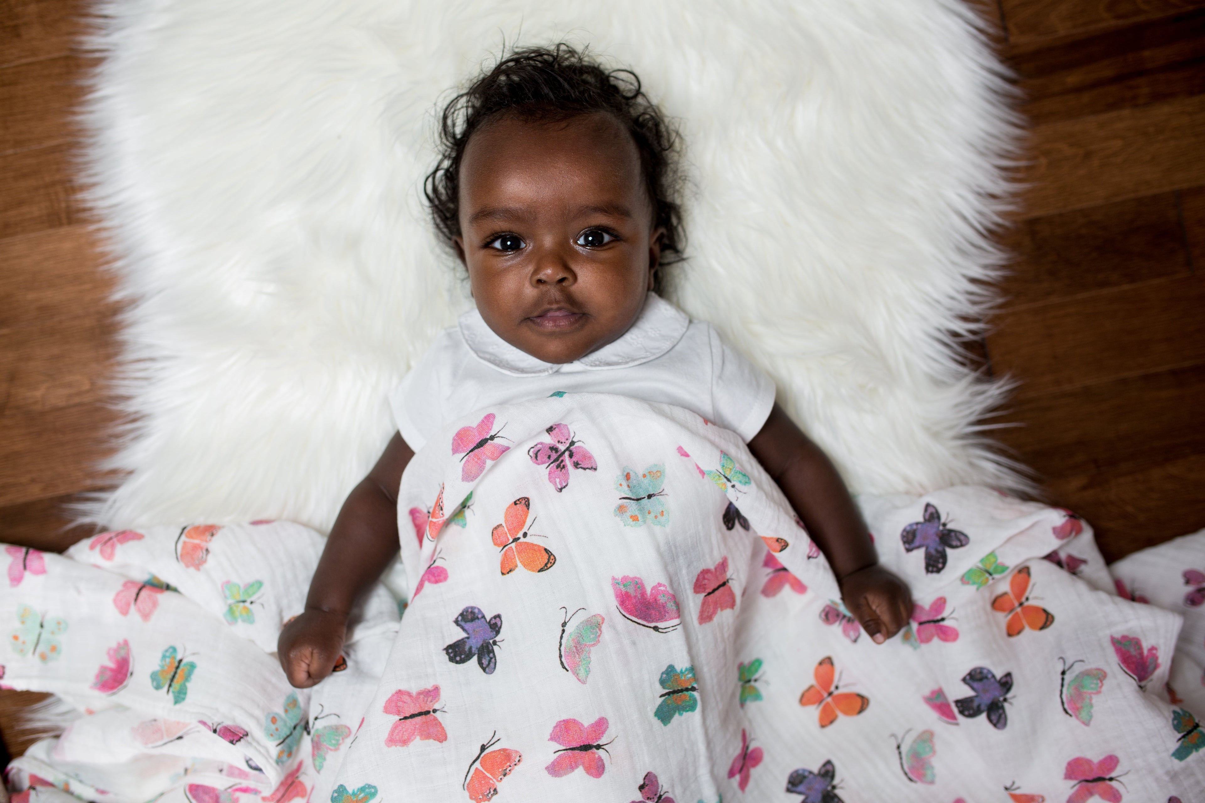 Lulujo - Muslin Swaddle - Butterflies (120cm x 120cm)