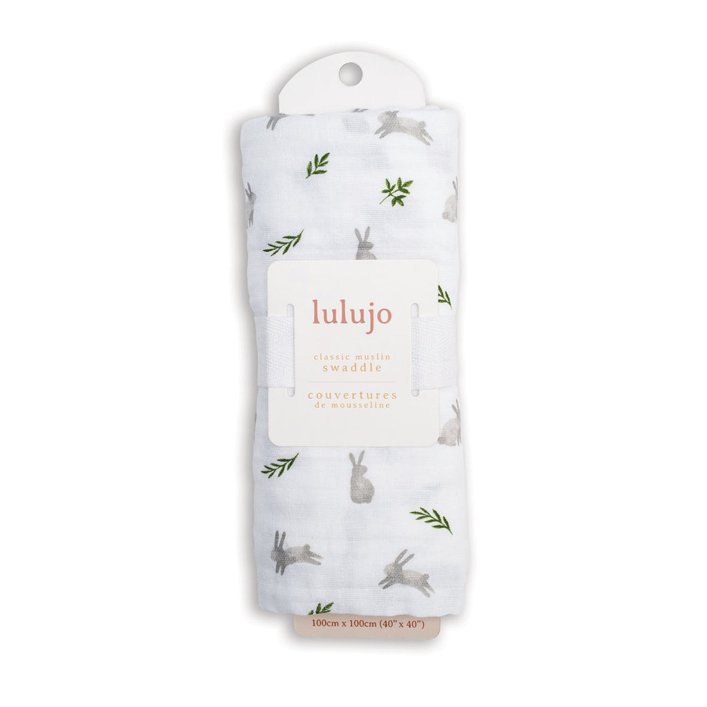 Lulujo - Muslin Swaddle - Bunnies (100cm x 100cm)