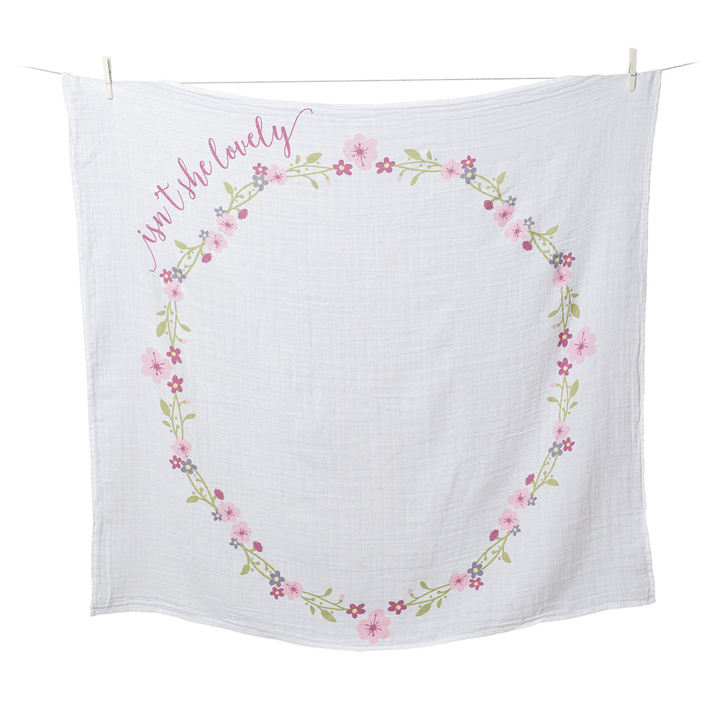 Lulujo - Single Cotton Swaddle & Cards Gift Set- Isn't She Lovely