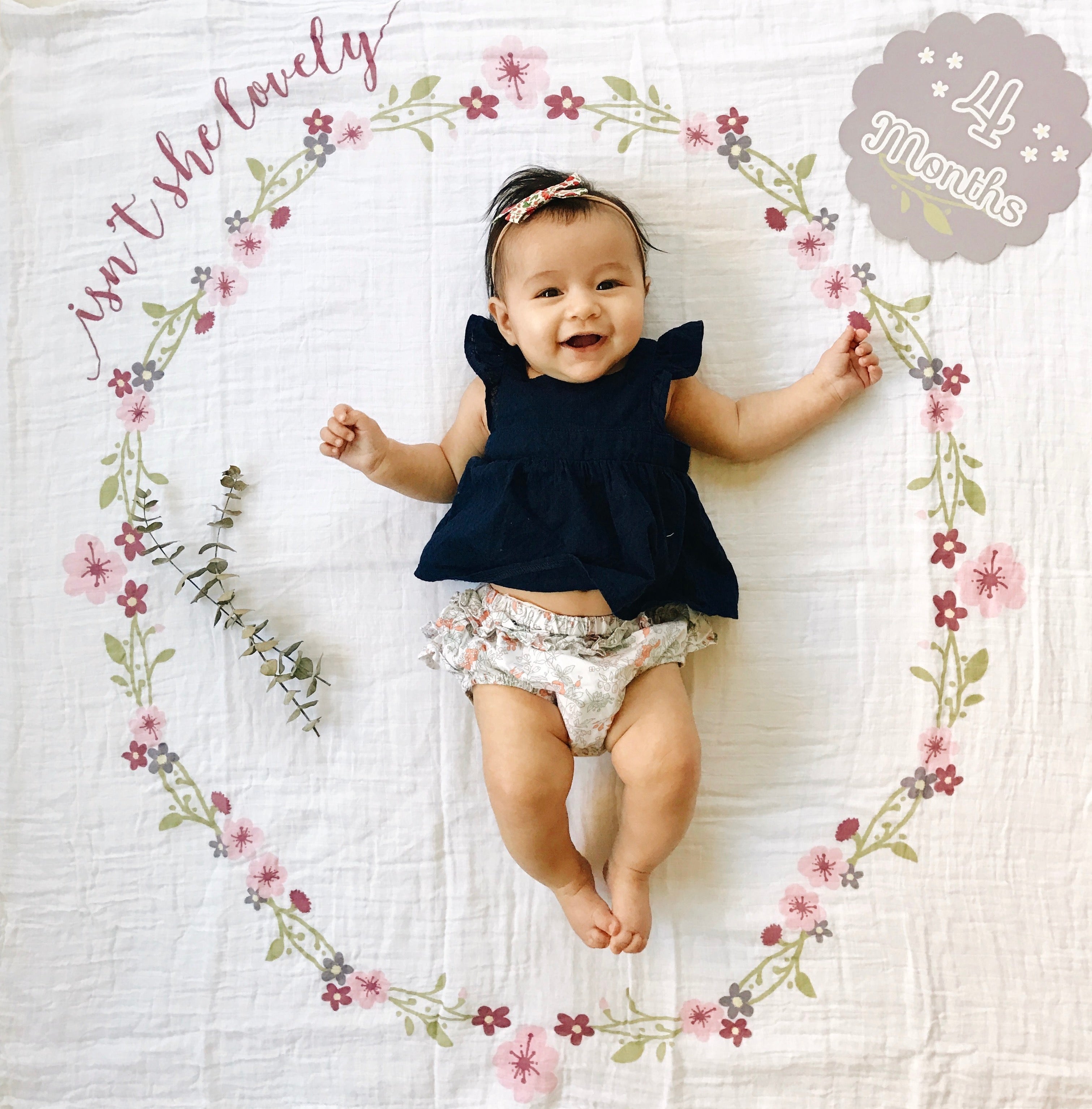 Lulujo - Single Cotton Swaddle & Cards Gift Set- Isn't She Lovely