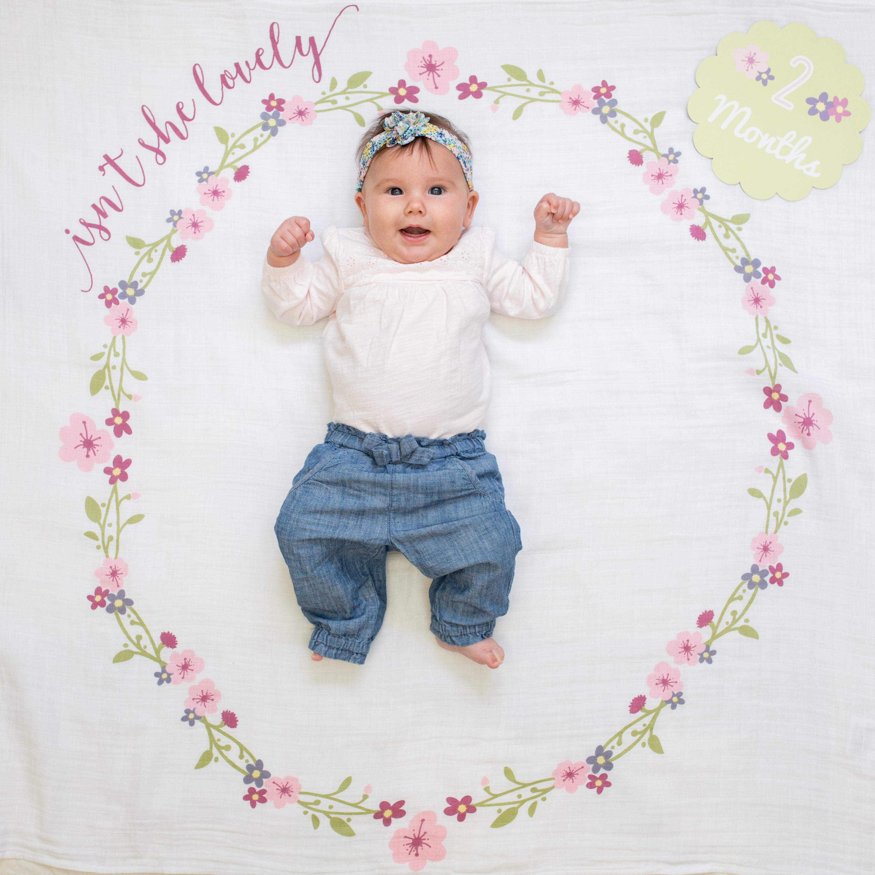 Lulujo - Single Cotton Swaddle & Cards Gift Set- Isn't She Lovely