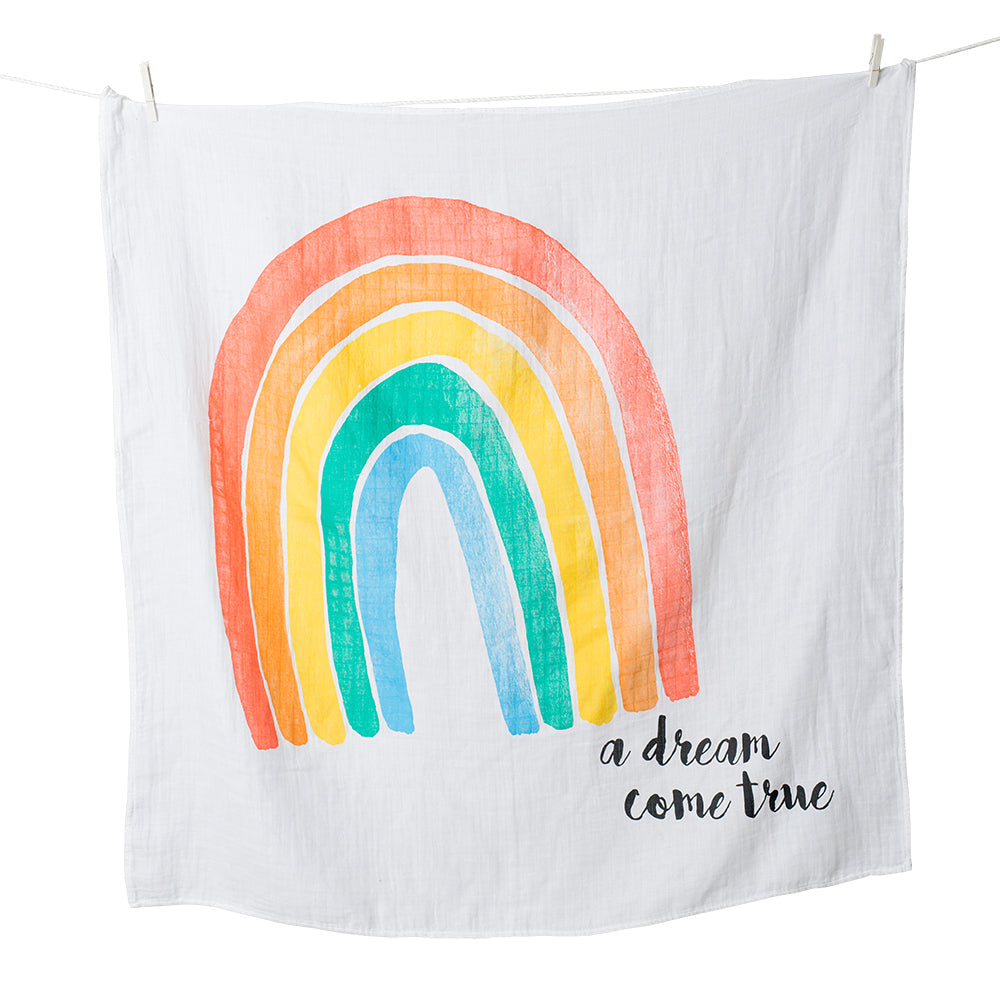 Lulujo - Single Cotton Swaddle & Cards Gift Set- A Dream Come True