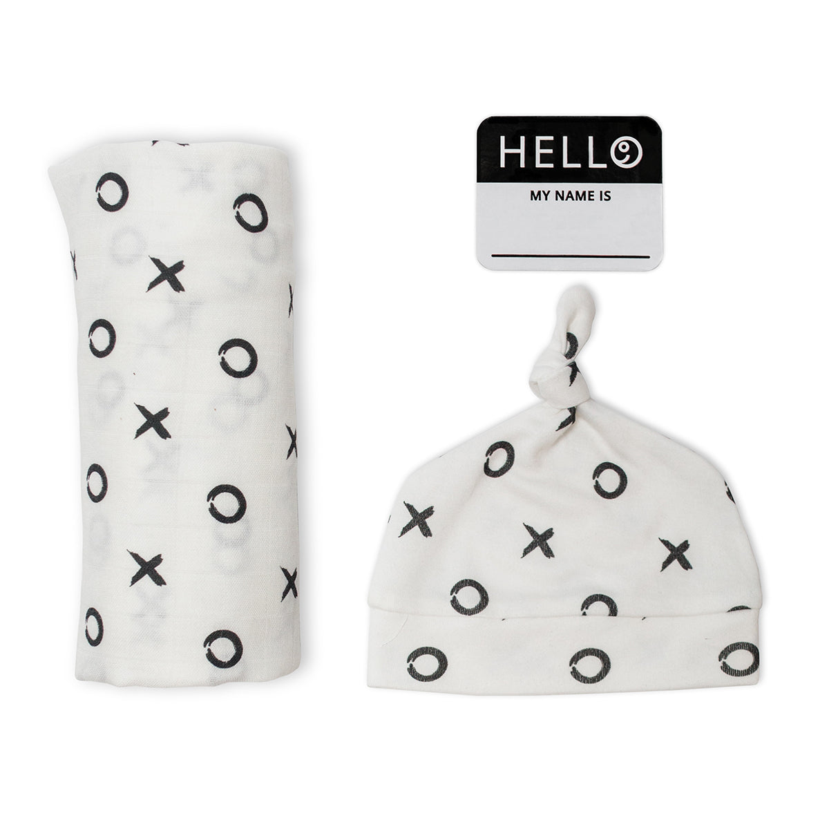 Lulujo - Bamboo Hat and Swaddle Blanket Gift Set - Hugs & Kisses