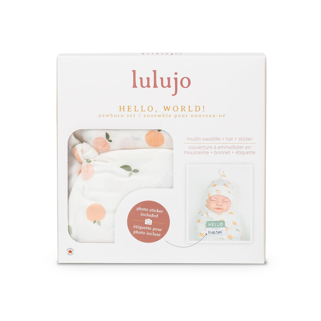 Lulujo - Bamboo Hat and Swaddle Blanket Gift Set - Peaches