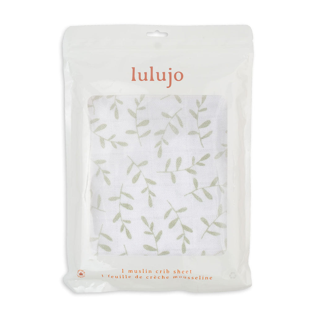 Lulujo - Cotton Fitted Cot  Sheet - Greenery (135cm x 70cm)