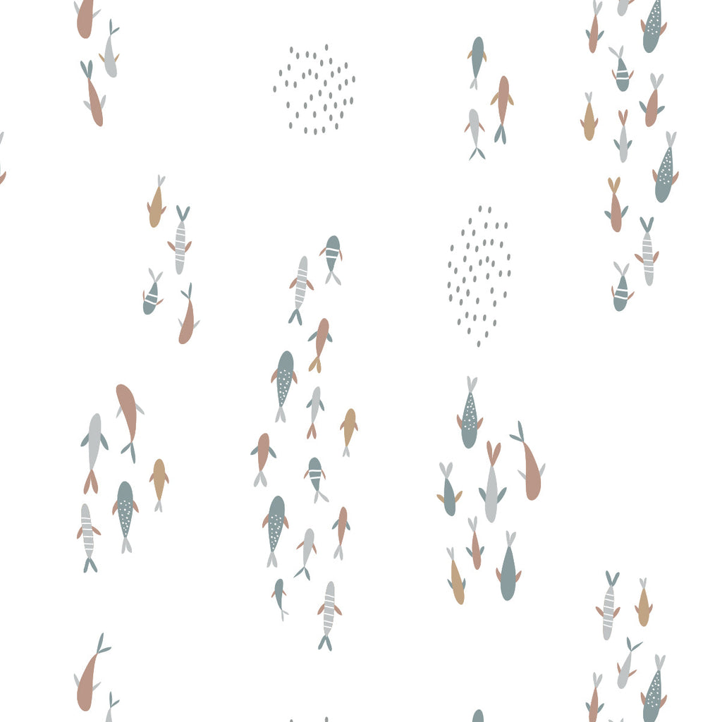Lulujo - Cotton Fitted Crib Sheet - Fish  (81cm x 43cm)
