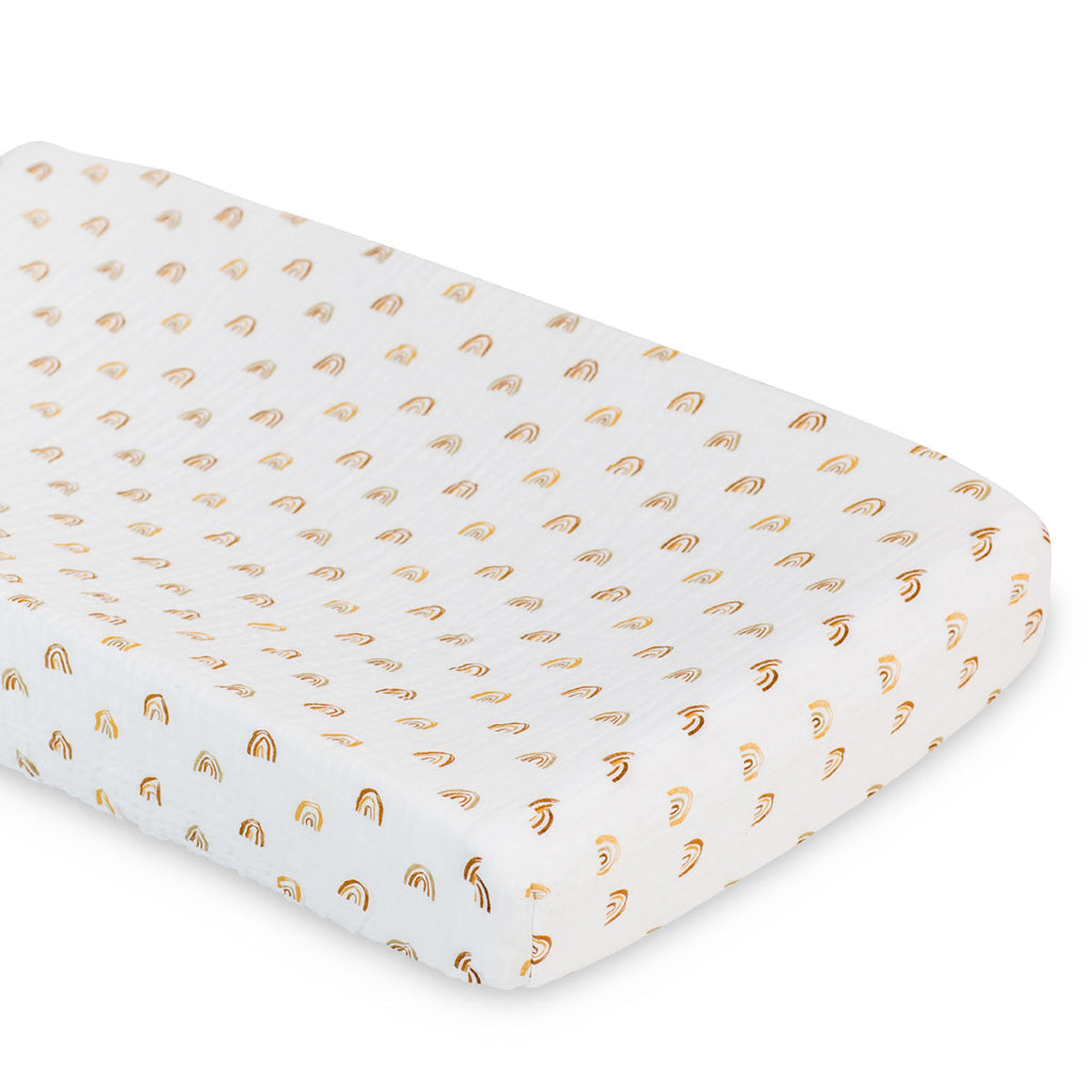Lulujo - Cotton Fitted Crib Sheet - Rainbows (81cm x 43cm)