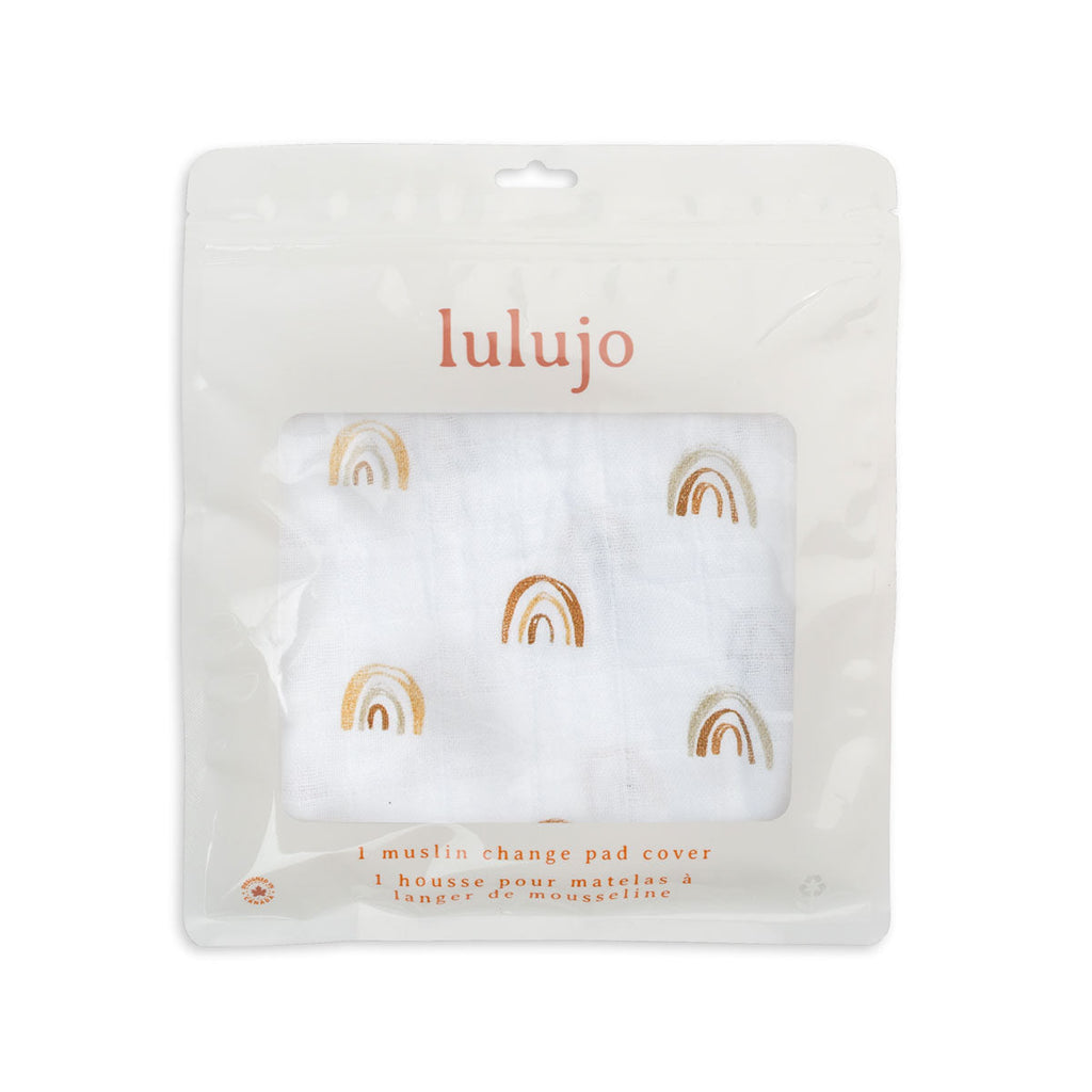 Lulujo - Cotton Fitted Crib Sheet - Rainbows (81cm x 43cm)