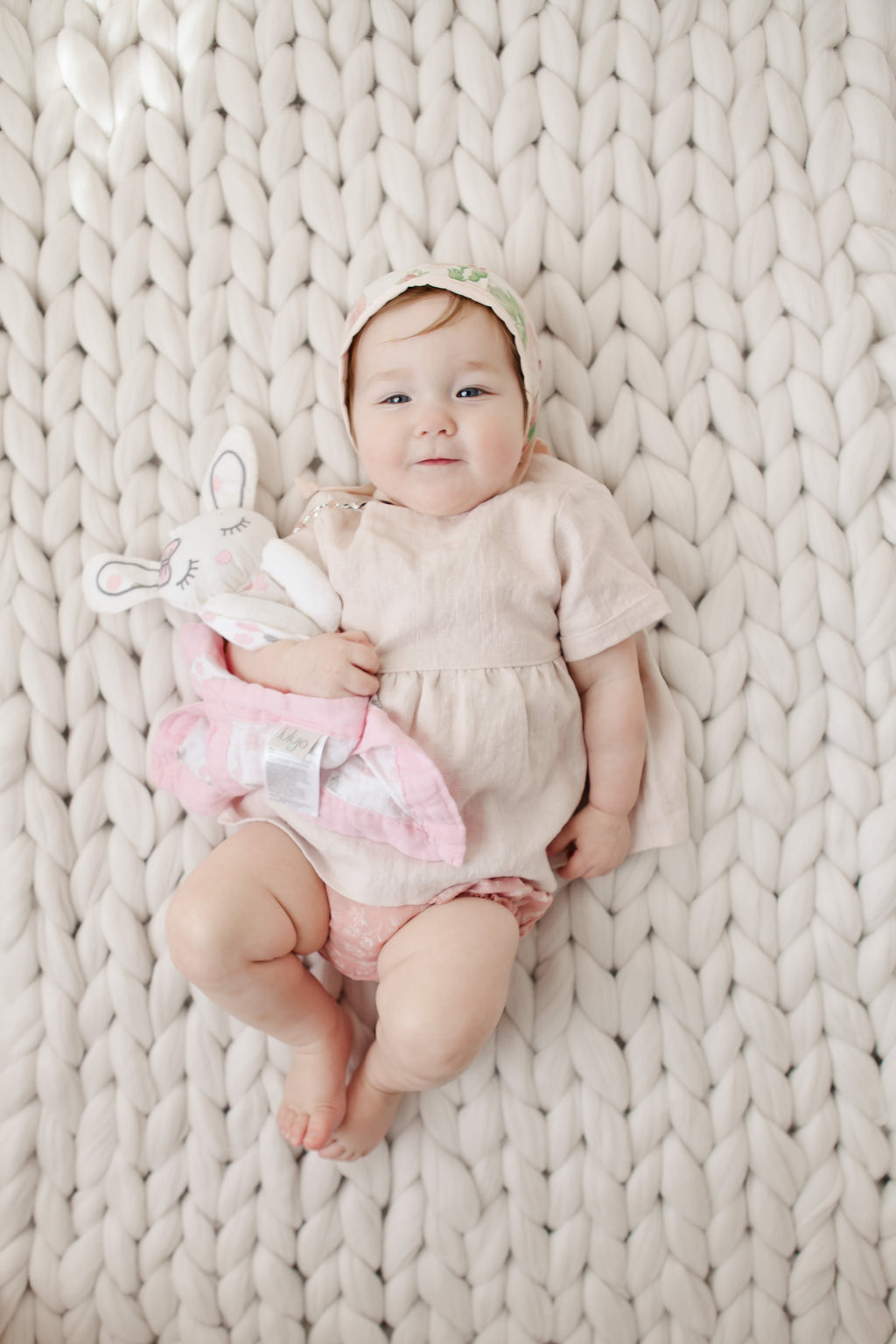 Lulujo - Cotton Muslin Lovie - Pink Bunny