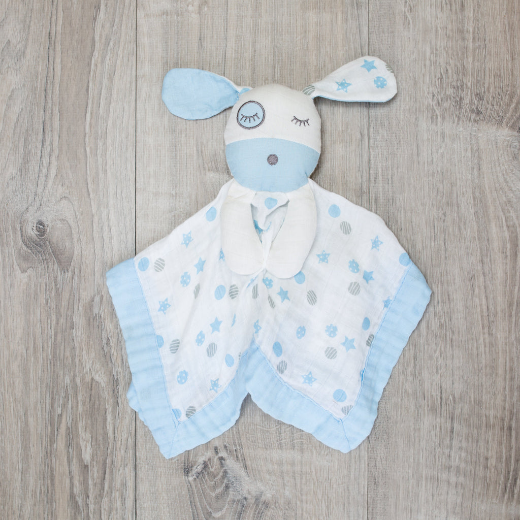 Lulujo - Cotton Muslin Lovie - Blue Puppy