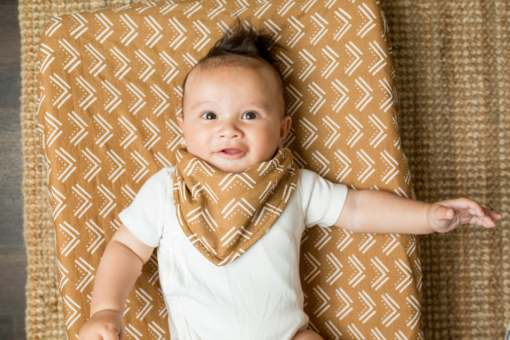 Lulujo - 2 pack Bandana Bib - Mudcloth & Black Bird