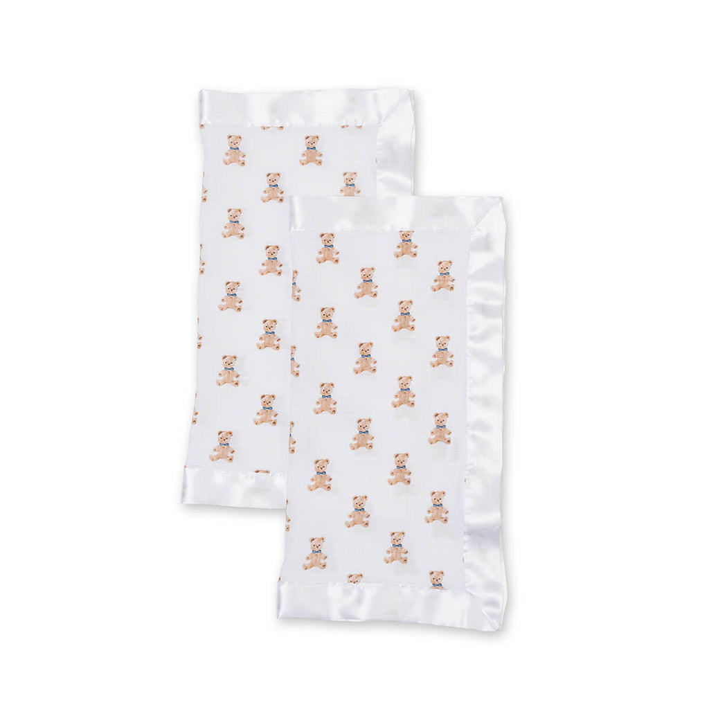 Lulujo - 2 Pack Muslin Security Comforter Blanket - Vintage Bear