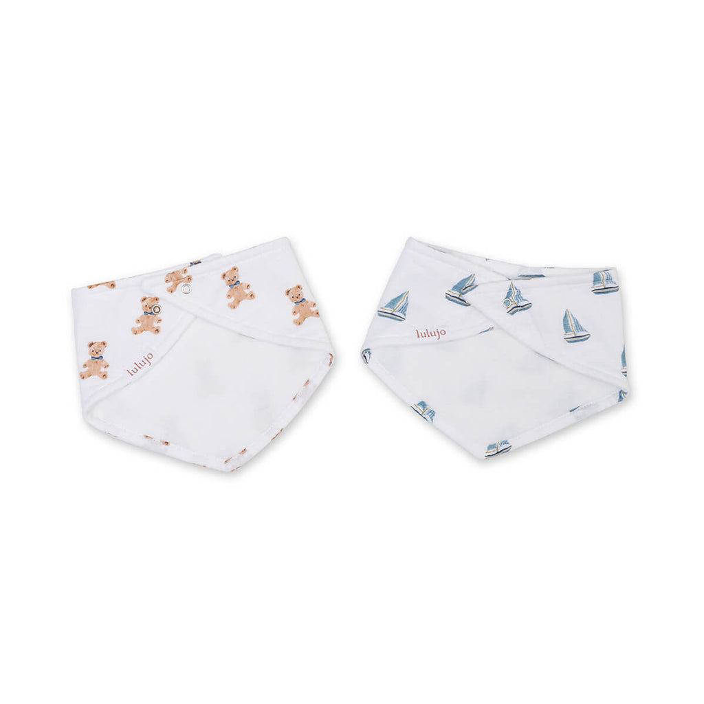 Lulujo - 2 pack Bandana Bib - Vintage Bear & Sailboats