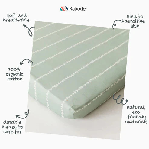 Kabode - Organic Cot Fitted Sheet - Vine Mint