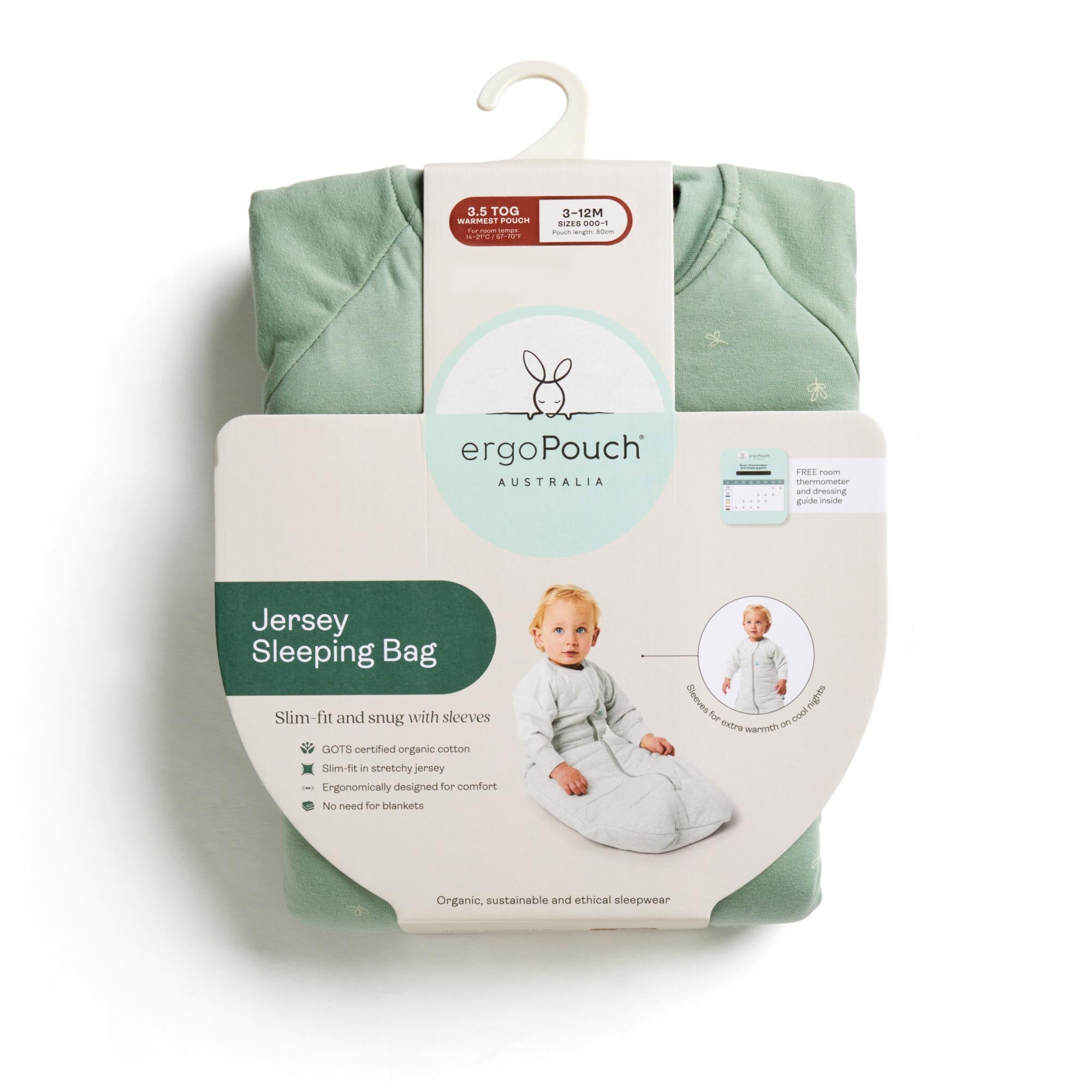 ergoPouch - Organic Winter Jersey Sleeping Bag - Elephant Parade 3.5 TOG