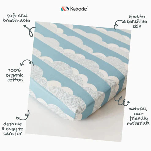 Kabode - Organic Moses Basket Fitted Sheet - Rolling Clouds