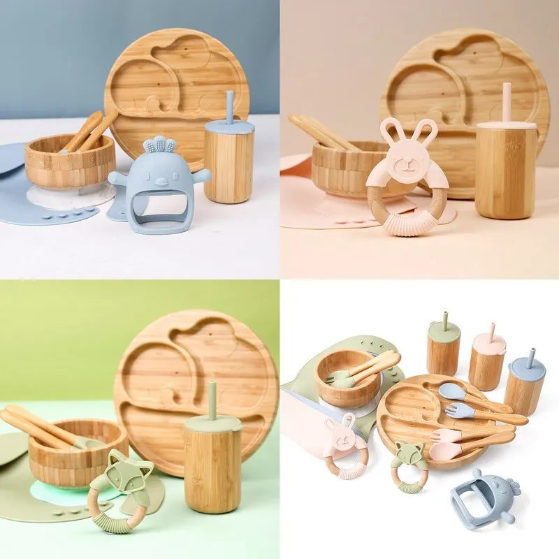 Bamboo Baby Tableware Set – Non-Slip Bowl, Plate & Utensils (6-Piece)