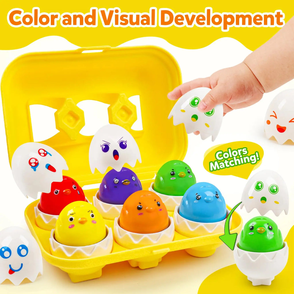 Chickamic Matching Eggs – Montessori Shape Sorter & Educational Easter Set