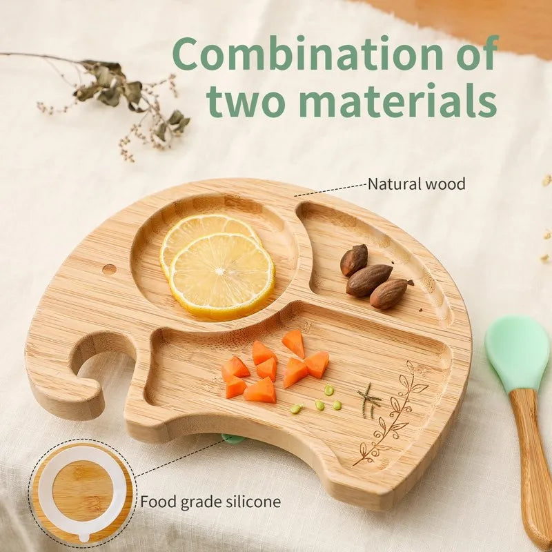 Bamboo Baby Tableware Set – Non-Slip Bowl, Plate & Utensils (6-Piece)
