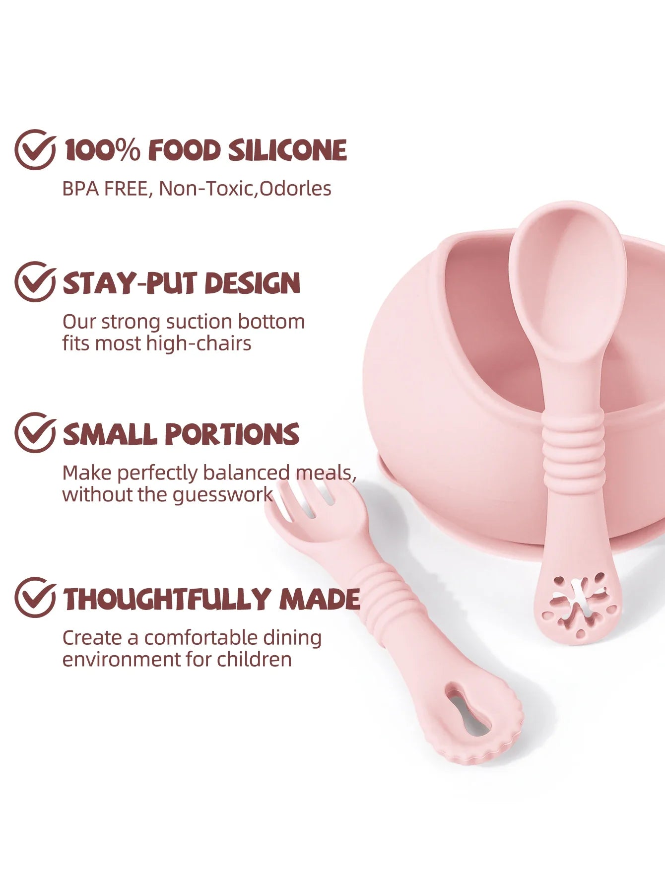 Food-Grade Silicone Baby Feeding Set - Suction Bowl & Spoon