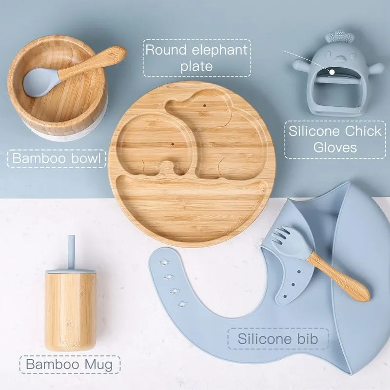 Bamboo Baby Tableware Set – Non-Slip Bowl, Plate & Utensils (6-Piece)