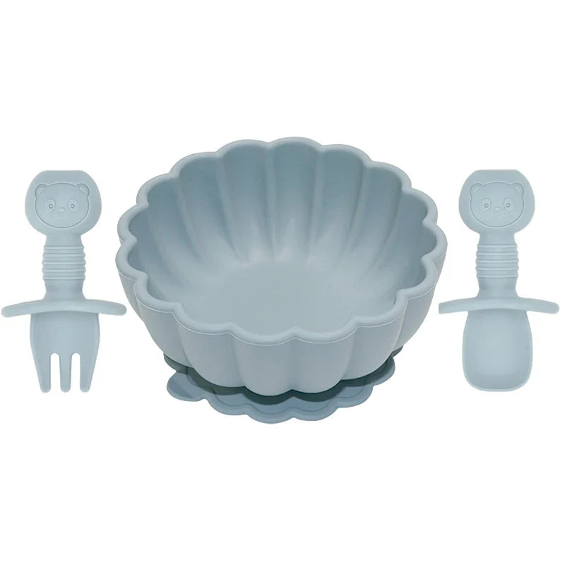 BouBBO Silicone Baby Feeding Set – Suction Bowl, Fork & Spoon