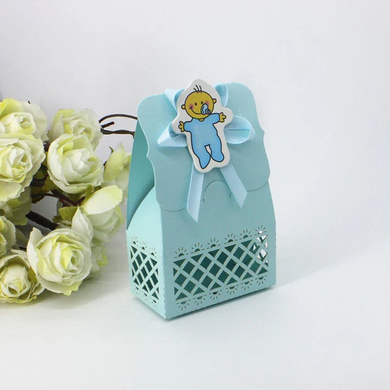 LeoLok 12Pcs Baby Shower Gift Boxes – Pastel Favor Boxes with Bows