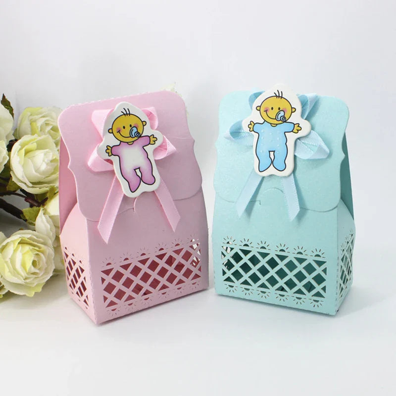 LeoLok 12Pcs Baby Shower Gift Boxes – Pastel Favor Boxes with Bows
