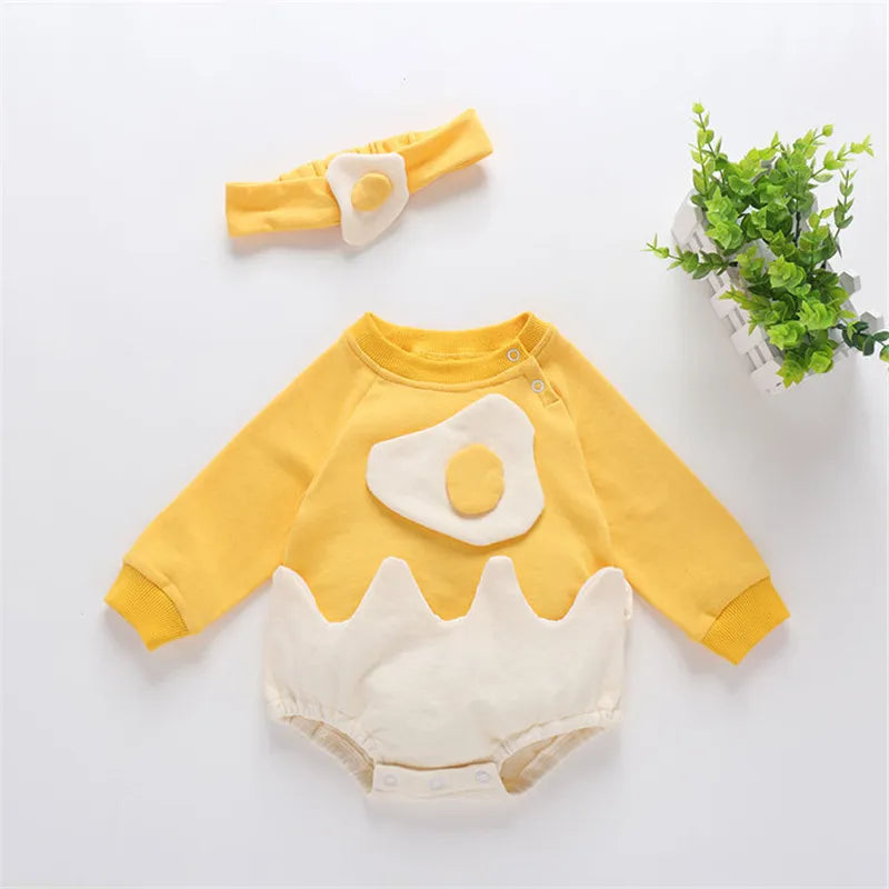 Baby Fried Egg Patchwork Romper Set