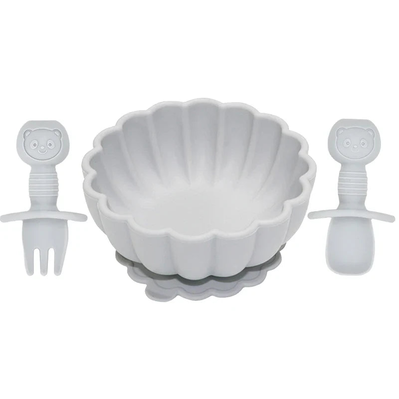 BouBBO Silicone Baby Feeding Set – Suction Bowl, Fork & Spoon