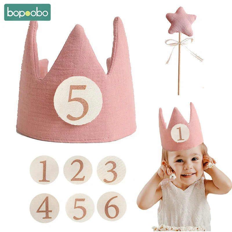 Baby Birthday Crown Set with Wand & Banner - Ages 1-6 Party Props