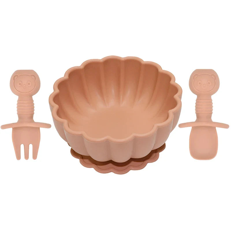 BouBBO Silicone Baby Feeding Set – Suction Bowl, Fork & Spoon