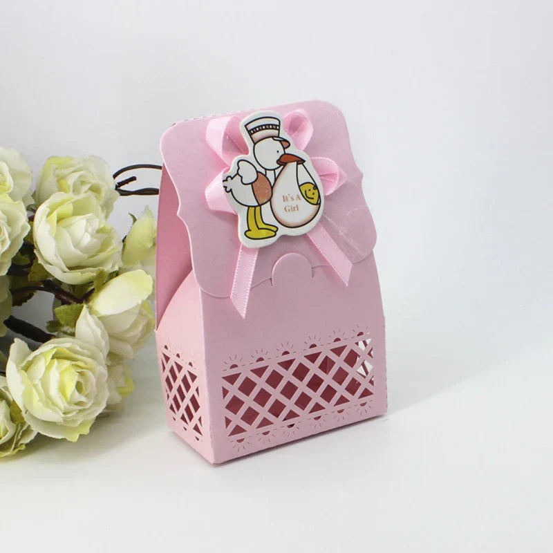 LeoLok 12Pcs Baby Shower Gift Boxes – Pastel Favor Boxes with Bows