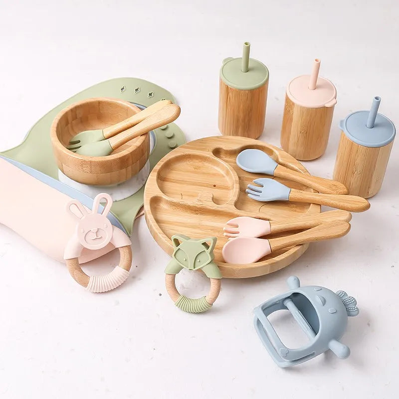 Bamboo Baby Tableware Set – Non-Slip Bowl, Plate & Utensils (6-Piece)