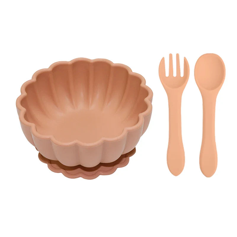 BouBBO Silicone Baby Feeding Set – Suction Bowl, Fork & Spoon