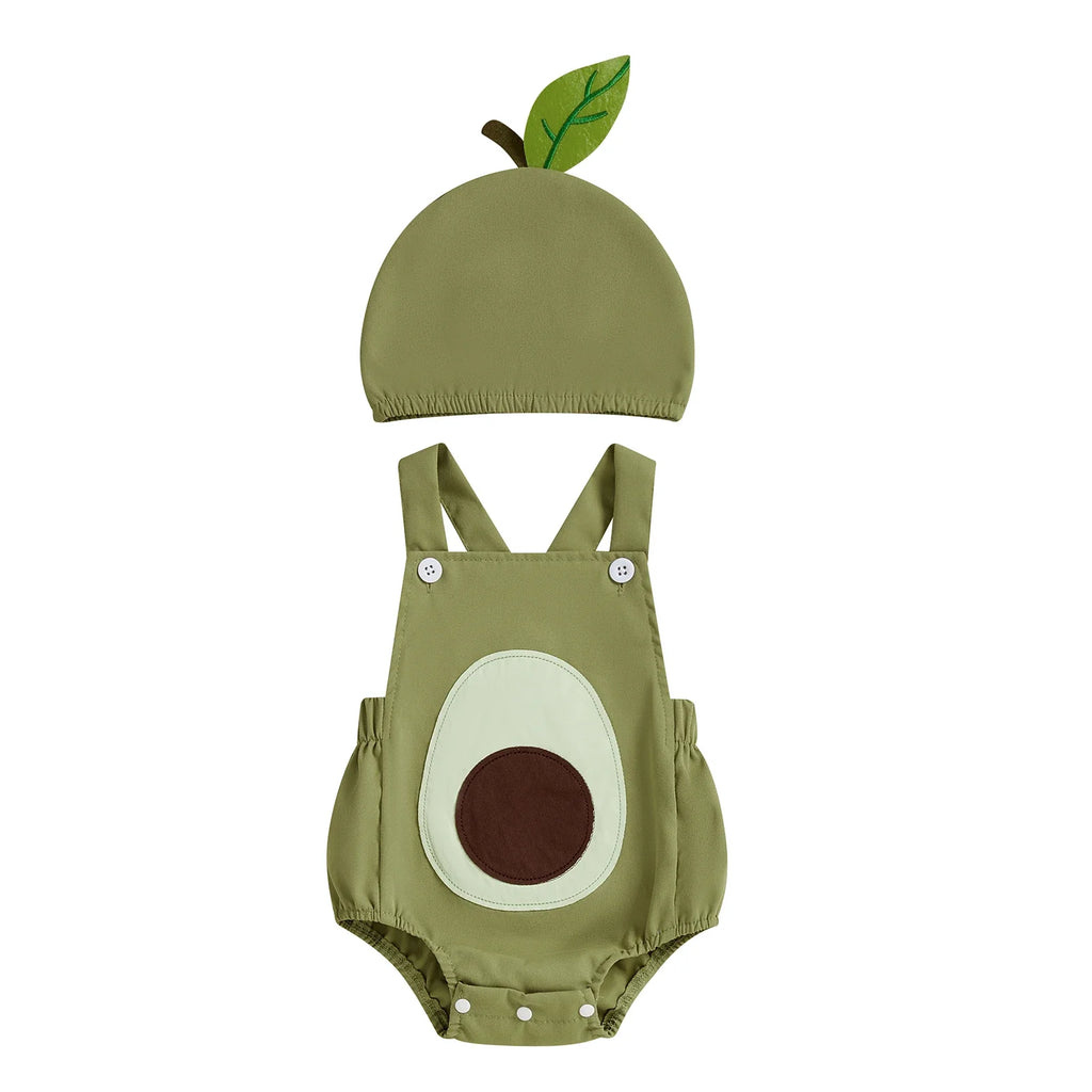 Baby Fruit Overalls Romper with Hat