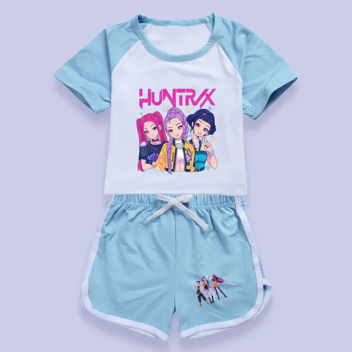 KPop Demon Hunters T-shirt + Sport Shorts 2pcs Set
