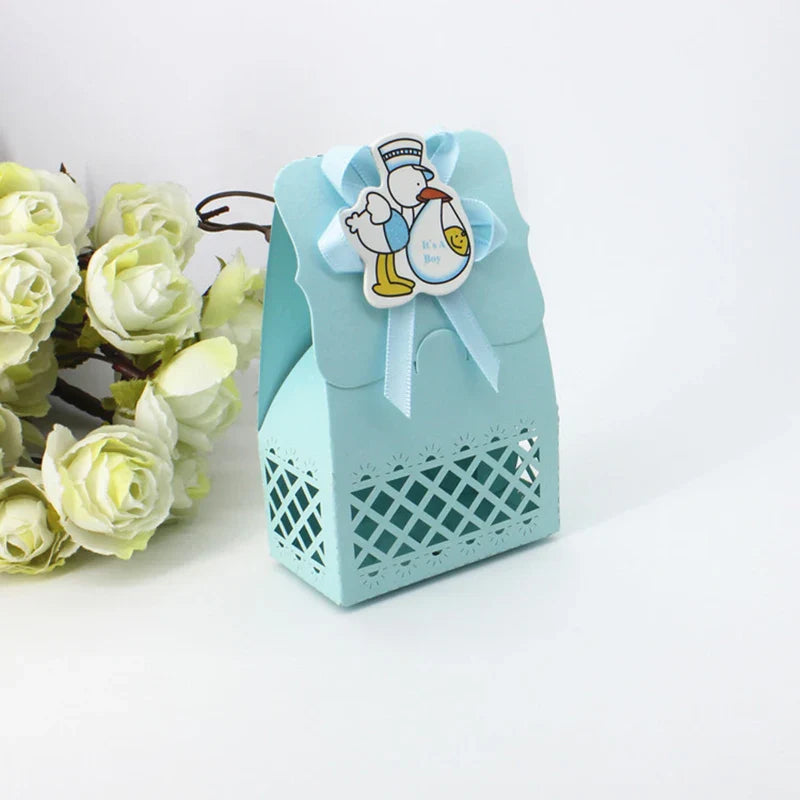 LeoLok 12Pcs Baby Shower Gift Boxes – Pastel Favor Boxes with Bows
