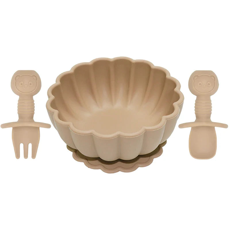 BouBBO Silicone Baby Feeding Set – Suction Bowl, Fork & Spoon