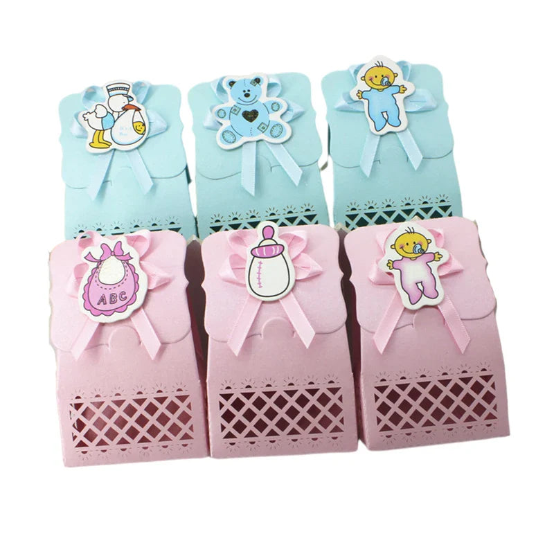 LeoLok 12Pcs Baby Shower Gift Boxes – Pastel Favor Boxes with Bows
