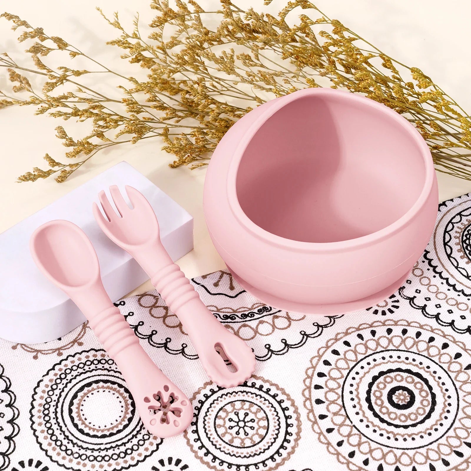 Food-Grade Silicone Baby Feeding Set - Suction Bowl & Spoon