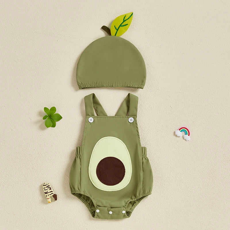 Baby Fruit Overalls Romper with Hat