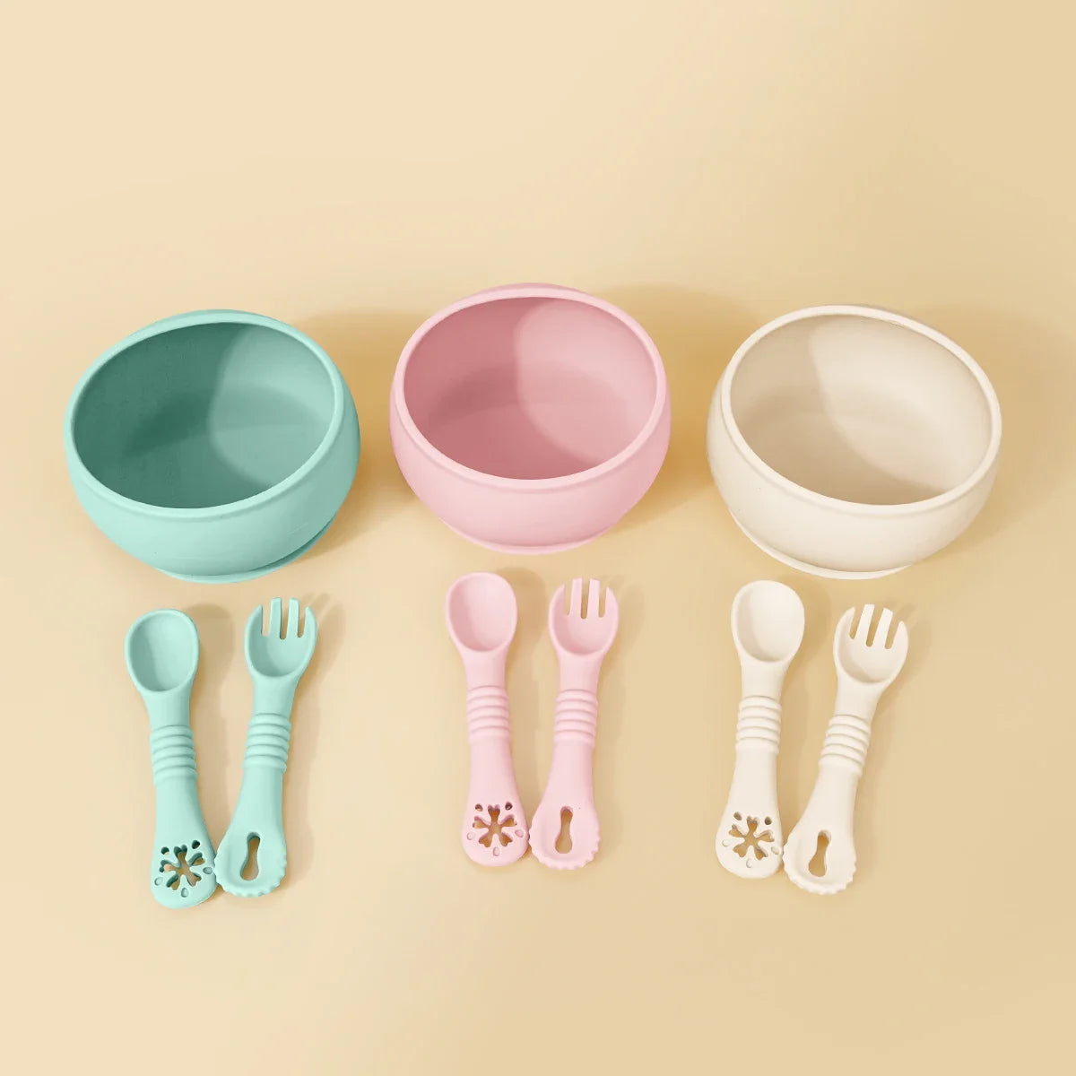 Food-Grade Silicone Baby Feeding Set - Suction Bowl & Spoon