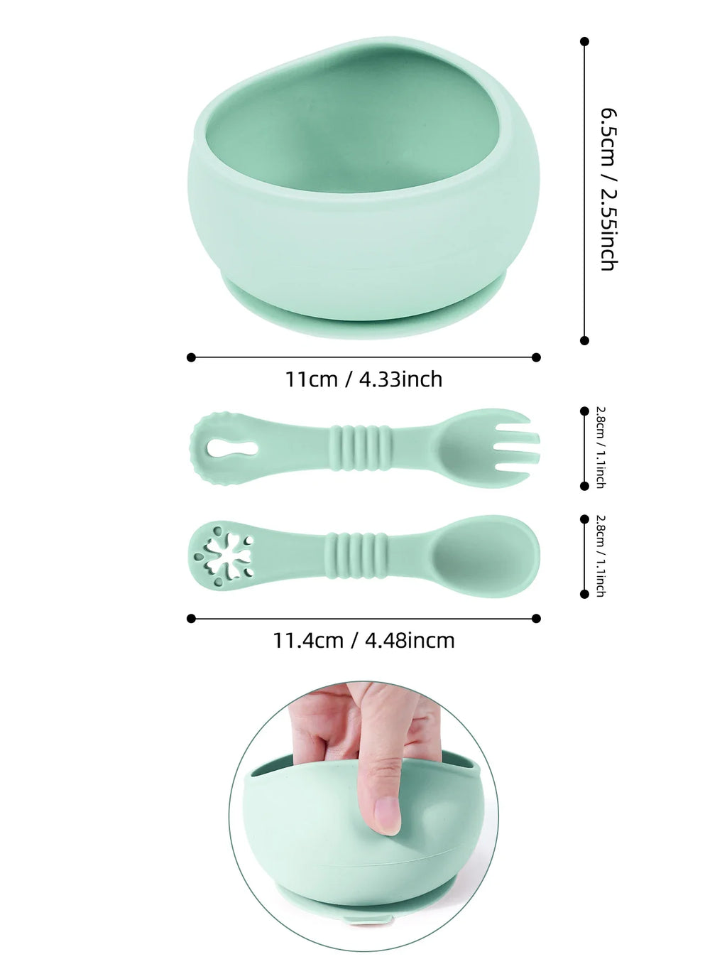 Food-Grade Silicone Baby Feeding Set - Suction Bowl & Spoon