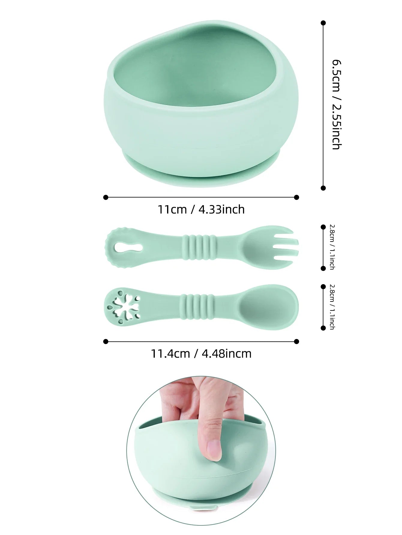 Food-Grade Silicone Baby Feeding Set - Suction Bowl & Spoon