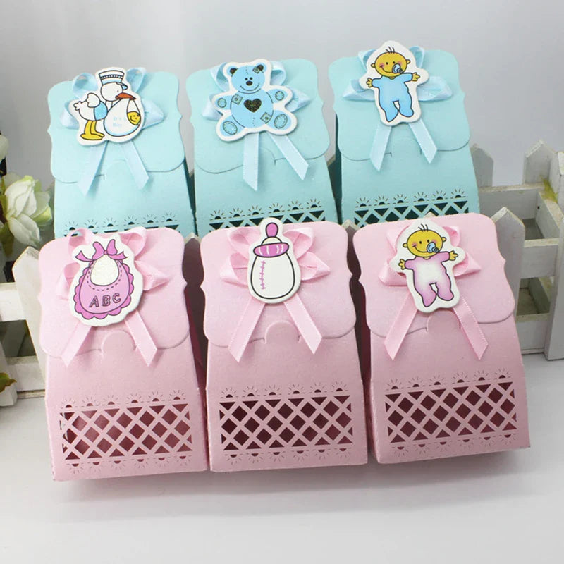 LeoLok 12Pcs Baby Shower Gift Boxes – Pastel Favor Boxes with Bows