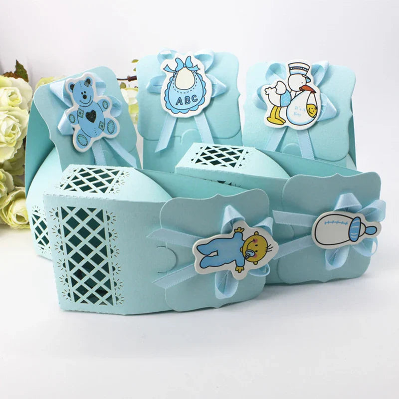 LeoLok 12Pcs Baby Shower Gift Boxes – Pastel Favor Boxes with Bows