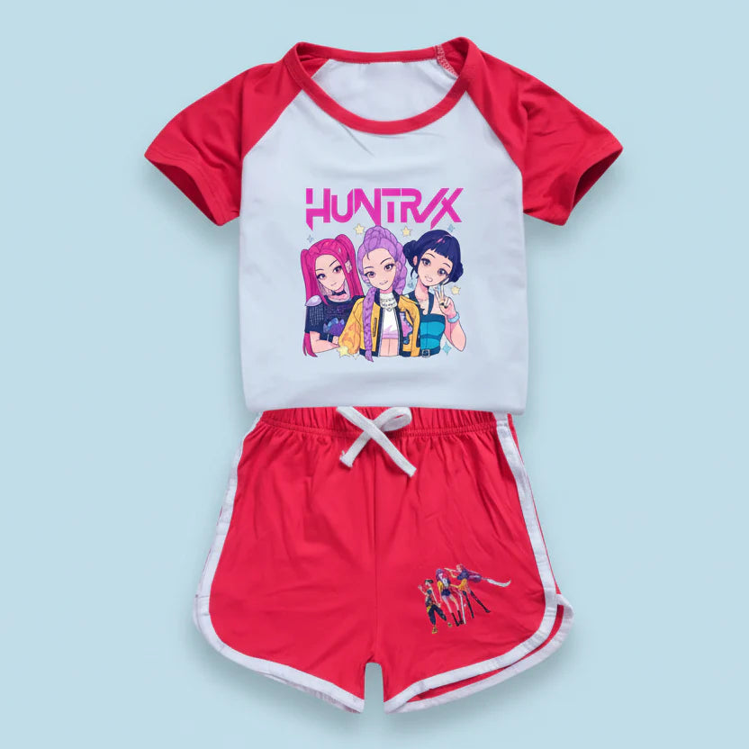 KPop Demon Hunters T-shirt + Sport Shorts 2pcs Set